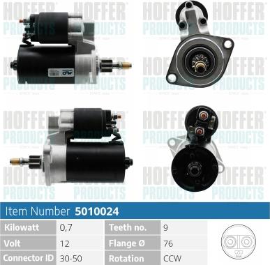 Hoffer H5010024 - Motorino d'avviamento autozon.pro