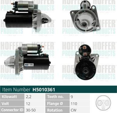 Hoffer H5010361 - Motorino d'avviamento autozon.pro