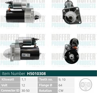 Hoffer H5010308 - Motorino d'avviamento autozon.pro