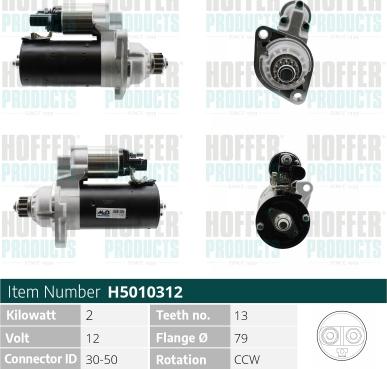 Hoffer H5010312 - Motorino d'avviamento autozon.pro