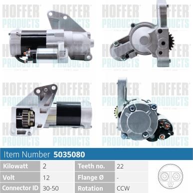 Hoffer H5035080 - Motorino d'avviamento autozon.pro