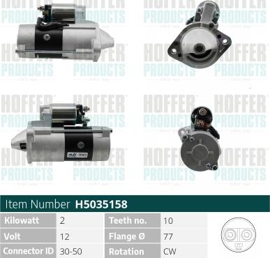 Hoffer H5035158 - Motorino d'avviamento autozon.pro