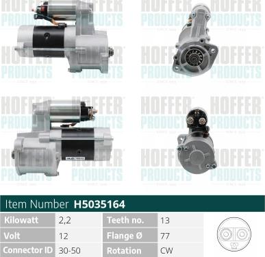 Hoffer H5035164 - Motorino d'avviamento autozon.pro