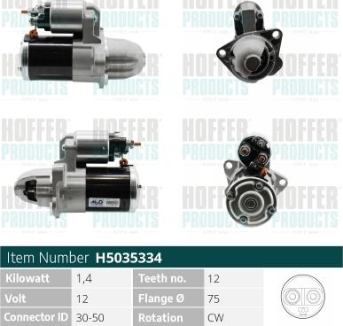 Hoffer H5035334 - Motorino d'avviamento autozon.pro