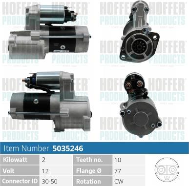 Hoffer H5035246 - Motorino d'avviamento autozon.pro