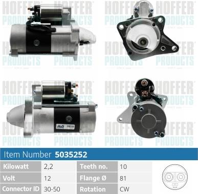 Hoffer H5035252 - Motorino d'avviamento autozon.pro