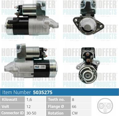 Hoffer H5035275 - Motorino d'avviamento autozon.pro