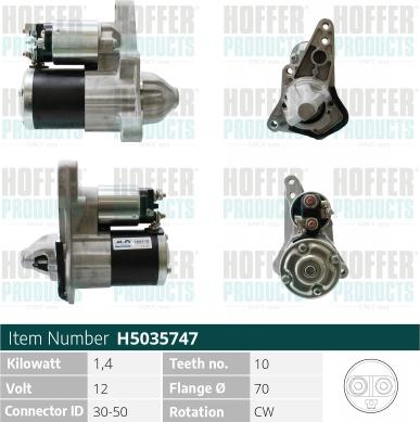 Hoffer H5035747 - Motorino d'avviamento autozon.pro