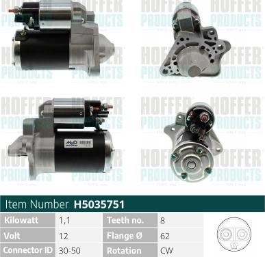 Hoffer H5035751 - Motorino d'avviamento autozon.pro