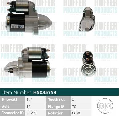 Hoffer H5035753 - Motorino d'avviamento autozon.pro