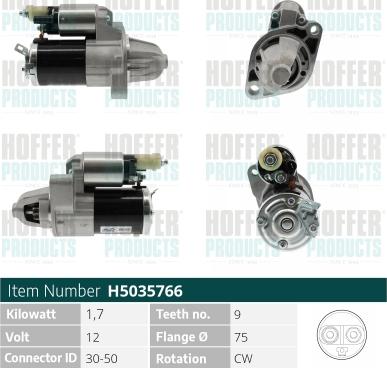 Hoffer H5035766 - Motorino d'avviamento autozon.pro