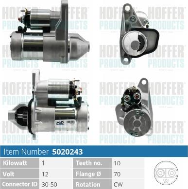 Hoffer H5020243 - Motorino d'avviamento autozon.pro