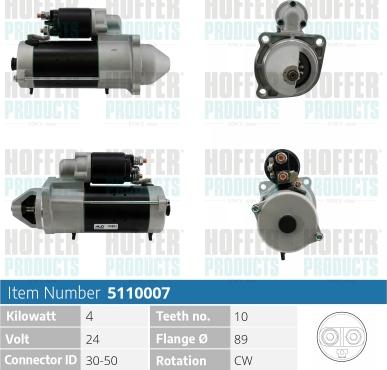 Hoffer H5110007 - Motorino d'avviamento autozon.pro