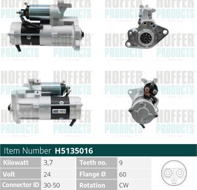 Hoffer H5135016 - Motorino d'avviamento autozon.pro