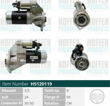 Hoffer H5120119 - Motorino d'avviamento autozon.pro