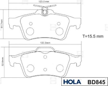 Hola BD845 - Kit pastiglie freno, Freno a disco autozon.pro