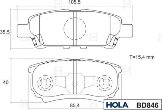 Hola BD846 - Kit pastiglie freno, Freno a disco autozon.pro