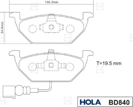 Hola BD840 - Kit pastiglie freno, Freno a disco autozon.pro