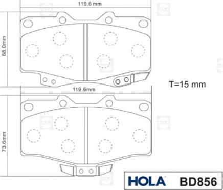 Hola BD856 - Kit pastiglie freno, Freno a disco autozon.pro