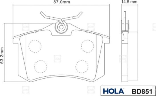 Hola BD851 - Kit pastiglie freno, Freno a disco autozon.pro