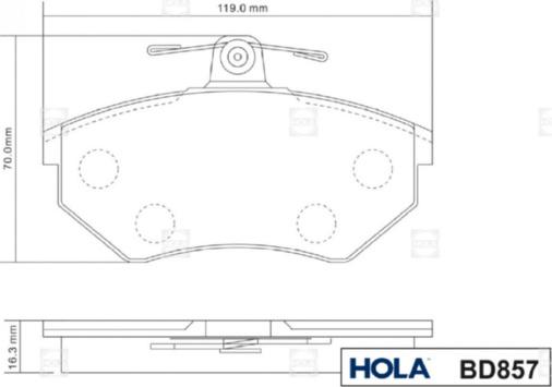 Hola BD857 - Kit pastiglie freno, Freno a disco autozon.pro