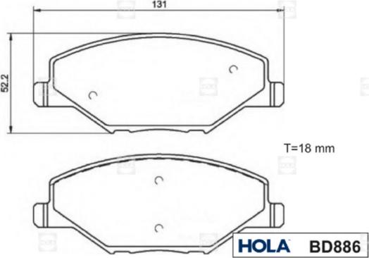 Hola BD886 - Kit pastiglie freno, Freno a disco autozon.pro