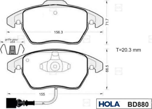 Hola BD880 - Kit pastiglie freno, Freno a disco autozon.pro