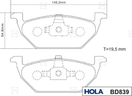 Hola BD839 - Kit pastiglie freno, Freno a disco autozon.pro