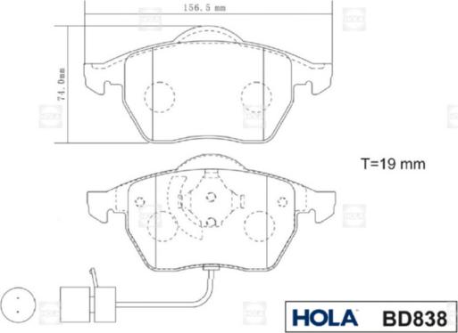 Hola BD838 - Kit pastiglie freno, Freno a disco autozon.pro