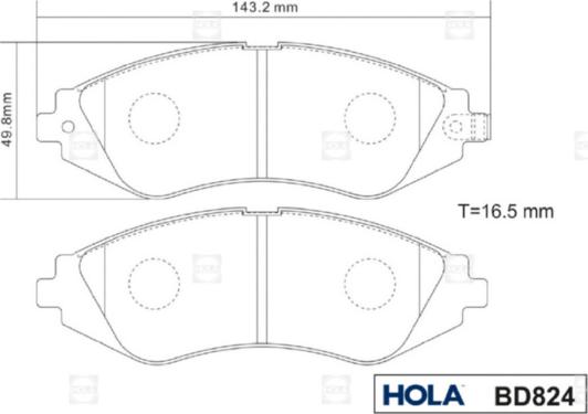 Hola BD824 - Kit pastiglie freno, Freno a disco autozon.pro