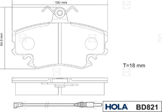 Hola BD821 - Kit pastiglie freno, Freno a disco autozon.pro