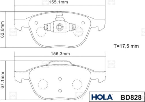 Hola BD828 - Kit pastiglie freno, Freno a disco autozon.pro