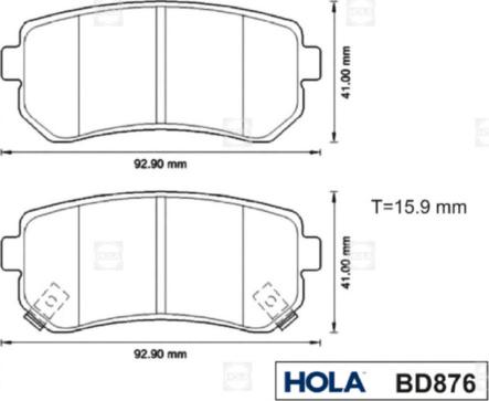 Hola BD876 - Kit pastiglie freno, Freno a disco autozon.pro