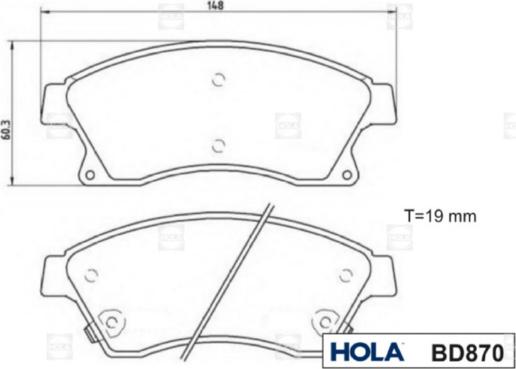 Hola BD870 - Kit pastiglie freno, Freno a disco autozon.pro