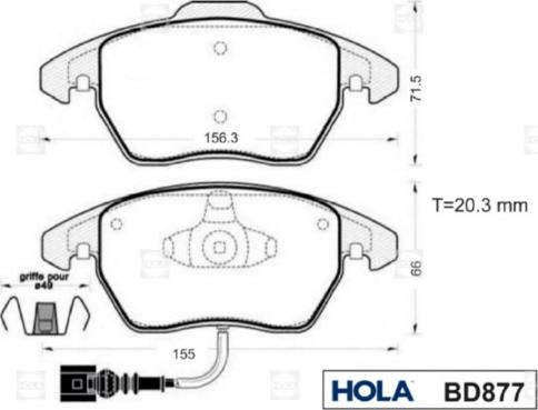 Hola BD877 - Kit pastiglie freno, Freno a disco autozon.pro