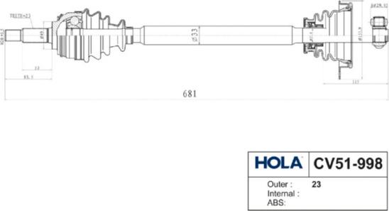 Hola CV51-998 - Albero motore / Semiasse autozon.pro