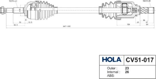 Hola CV51-017 - Albero motore / Semiasse autozon.pro