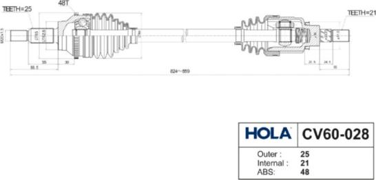 Hola CV60028 - Albero motore / Semiasse autozon.pro