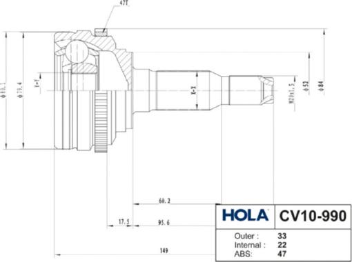 Hola CV10-990 - Kit giunti, Semiasse autozon.pro