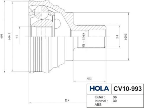 Hola CV10-993 - Kit giunti, Semiasse autozon.pro