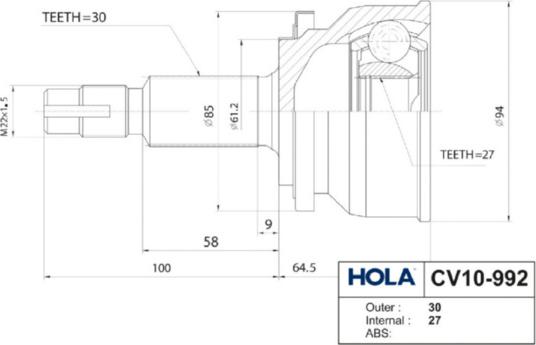 Hola CV10-992 - Kit giunti, Semiasse autozon.pro