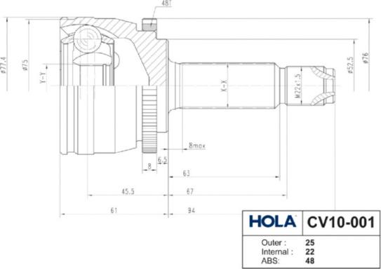 Hola CV10-001 - Kit giunti, Semiasse autozon.pro