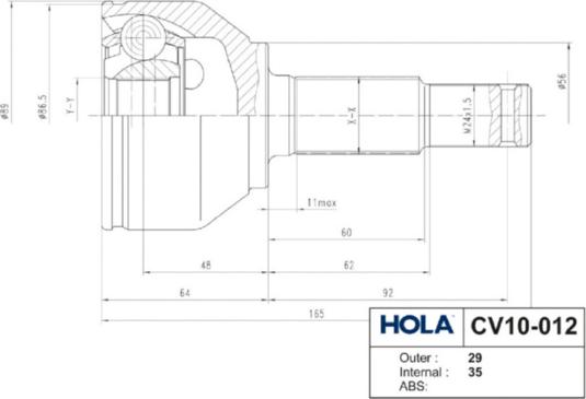 Hola CV10-012 - Kit giunti, Semiasse autozon.pro