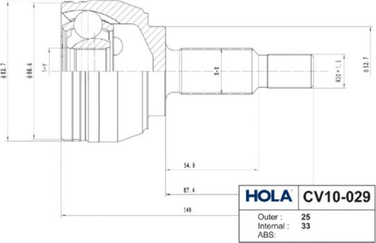 Hola CV10-029 - Kit giunti, Semiasse autozon.pro