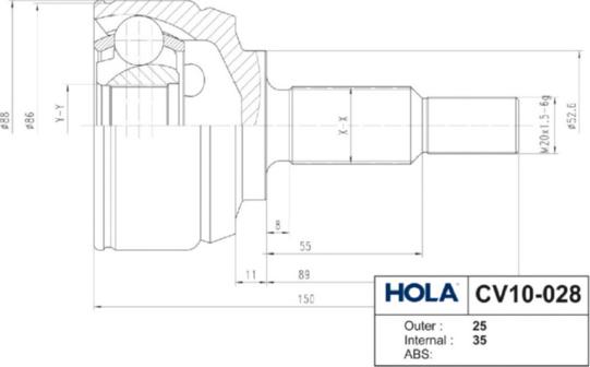 Hola CV10-028 - Kit giunti, Semiasse autozon.pro