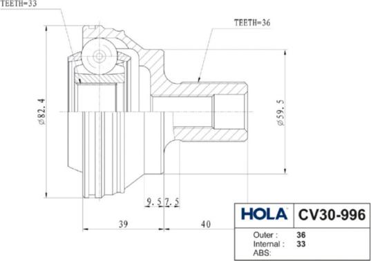 Hola CV30-996 - Kit giunti, Semiasse autozon.pro