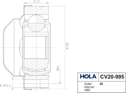 Hola CV20-995 - Kit giunti, Semiasse autozon.pro