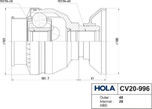 Hola CV20-996 - Kit giunti, Semiasse autozon.pro