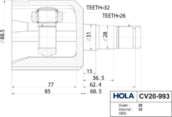 Hola CV20993 - Kit giunti, Semiasse autozon.pro