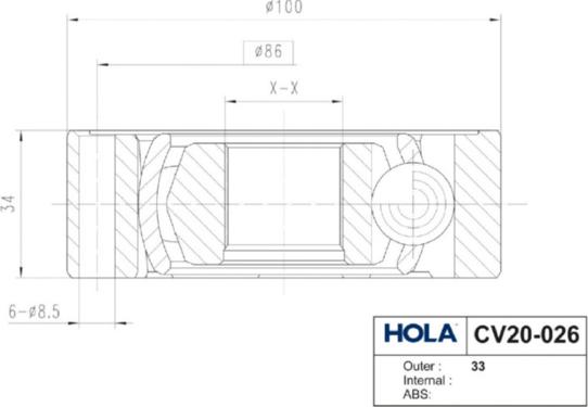 Hola CV20-026 - Kit giunti, Semiasse autozon.pro